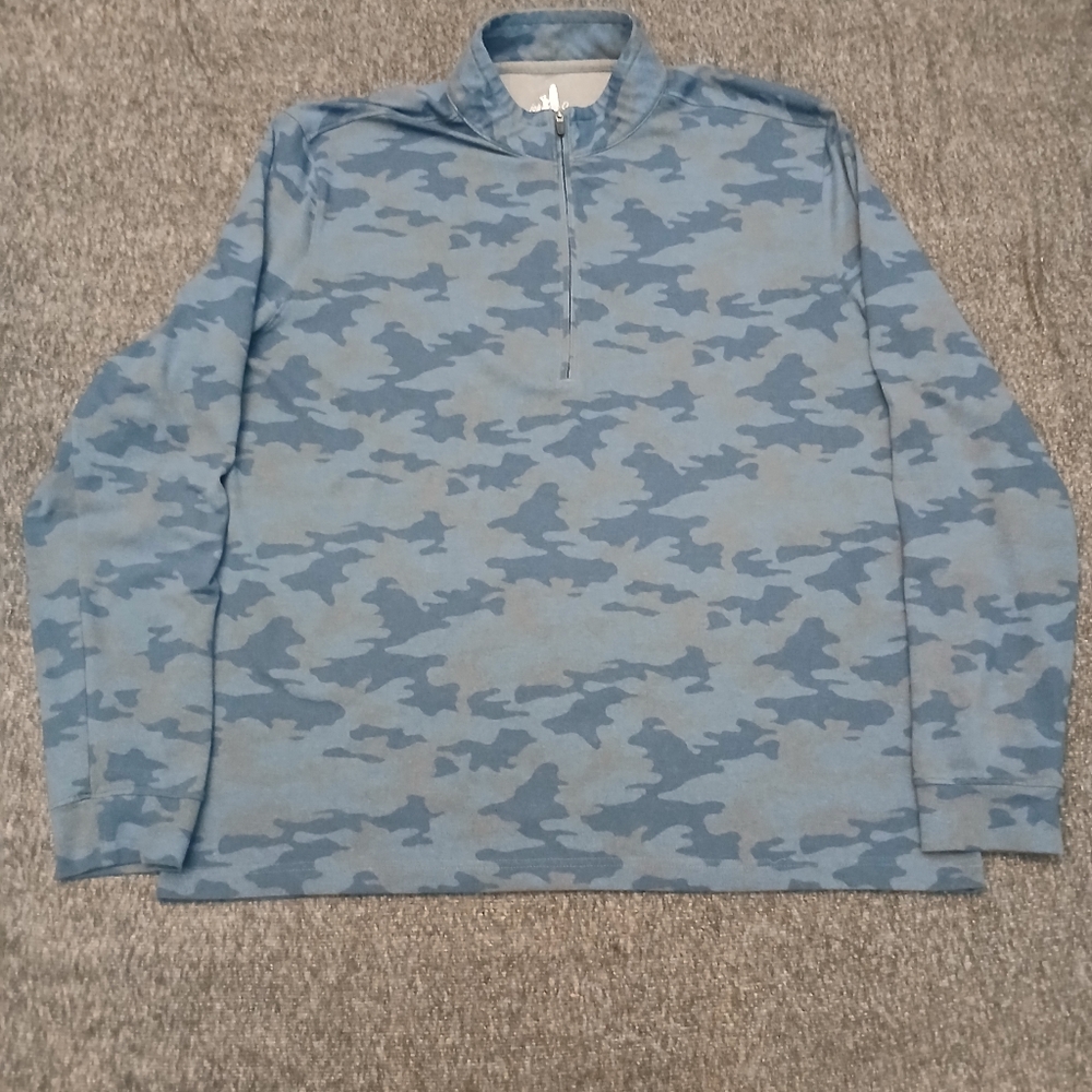 Johnnie-O Golf Pullover Shirt Quarter Zip Mens Size XL Camo Blue Camouflage